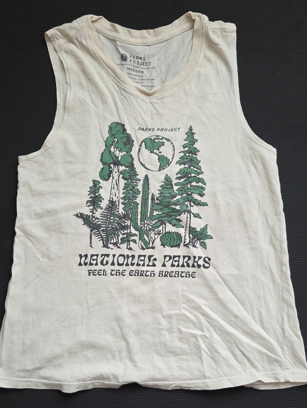 Parks Project Cream Tank with Green Nature Graphic